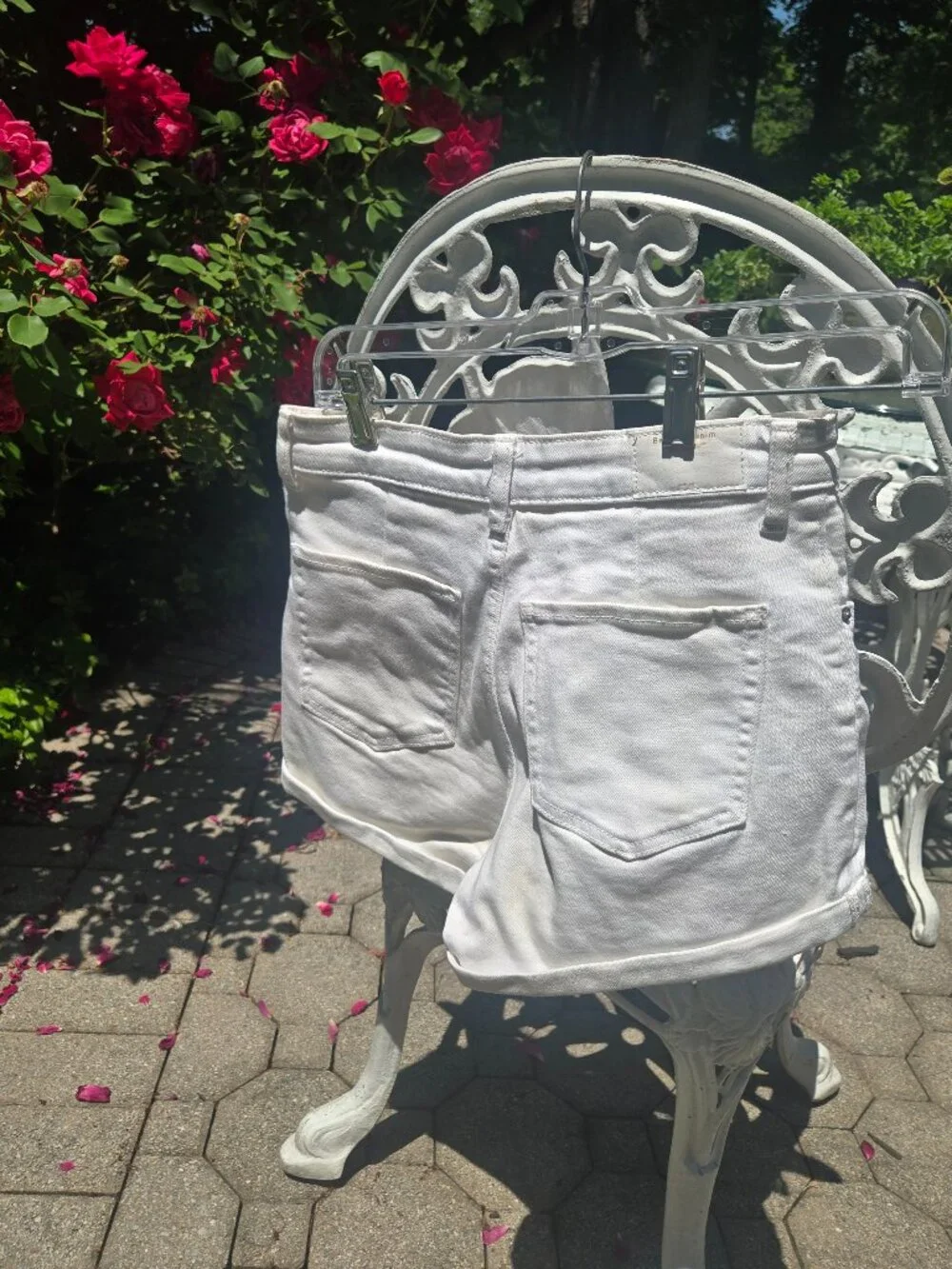 Bershka white denim cotton shorts